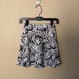 Wet Seal Black and White Floral Skater Skirt